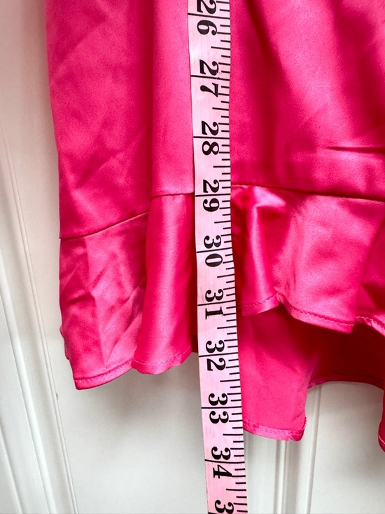 MAJORELLE Pink Satin Ruffle Wrap Nelly Mini Dress in Paradise Pink New with Tags - Picture 9 of 13